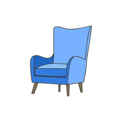 Wall Mural - Armchair colorful doodle illustration in vector. Armchair colorful icon in vector.