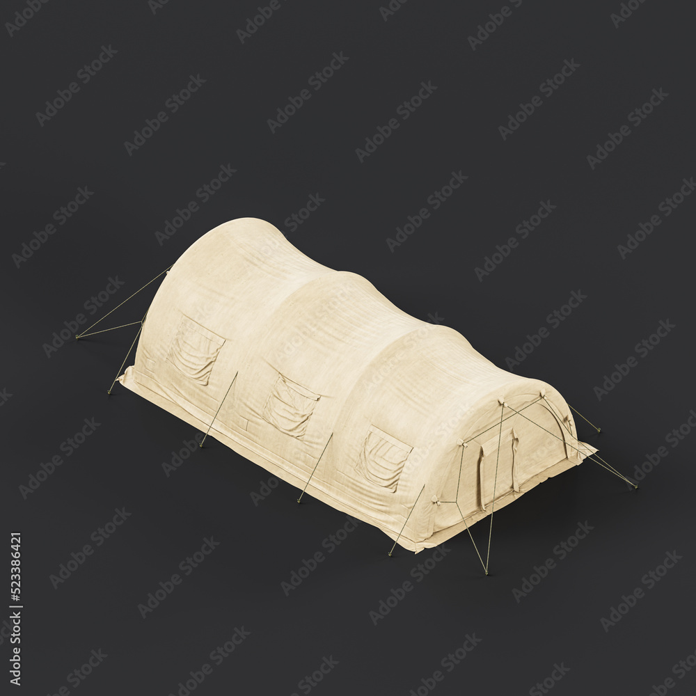 Isometric view Military tent and shelter, campsite for soldiers ...