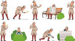 © ssstocker - Inspecting detective character. Mystery inspector investigating case cartoon investigator serious looking inspection evidence spy private surveillance ingenious vector illustration