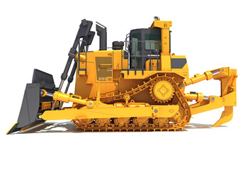 Wall Mural - Tracked Dozer heavy construction machinery 3D rendering on white background