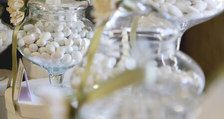 Sugared almonds. Wedding favors for wedding guests
