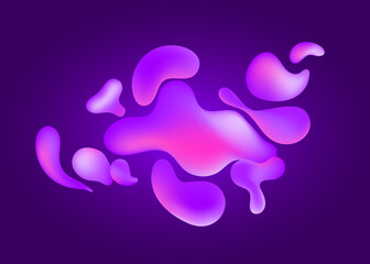 Wall Mural - liquid flow purple, pink 3d neon lava lamp vector geometric background for banner, card, ui design o