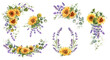 © Nataliya Kunitsyna - Sunflower and lavender flowers set. Watercolor illustration isolated on white background. Floral bouquet, border, wreath. Perfect for greeting card, poster, rustic wedding invitation