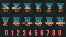 Legend Since 1984 All Month Includes. Born In 1984 Birthday Design Bundle For January To December