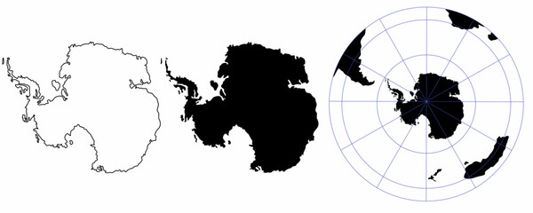 Wall Mural - antarctica map set isolated on white background