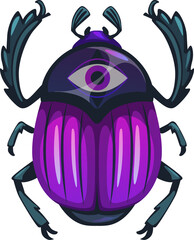 Scarab with eye on back and powerful paws, bug