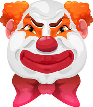 Angry Clown Circus Monster Face Cartoon Evil Freak