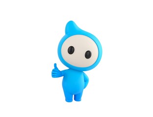 Poster - Blue Monster character showing thumb up with right hand in 3d rendering.