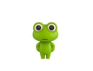 Poster - Little Frog character with hands on hip in 3d rendering.