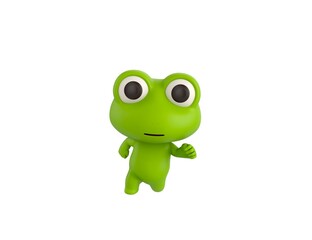 Wall Mural - Little Frog character running front view in 3d rendering.