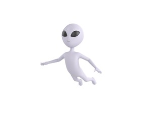 Wall Mural - Grey Alien character flying in 3d rendering.