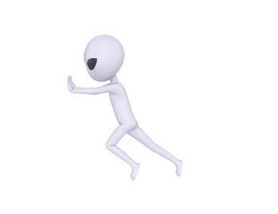 Wall Mural - Grey Alien character pushing wall in 3d rendering.