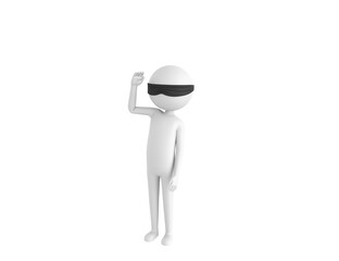 Sticker - Blind Folded Stick Man character saluting in 3d rendering.