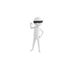 Wall Mural - Blind Folded Stick Man character pointing to himself in 3d rendering.