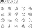 Simple line set of loan icons.