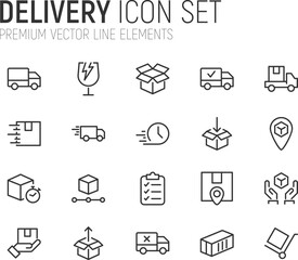 Wall Mural - Simple line set of delivery icons.