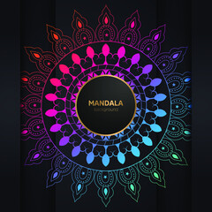 Wall Mural - Gradient color mandala pattern, Luxury wedding invitation with a mandala.Circular pattern in form of mandala for Islamic, Mehndi, tattoo, decoration. Decorative ornament oriental style. Coloring book.