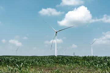 Aerial photography outdoor farmland green energy wind turbine