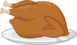 Grilled chicken or Roasted chicken flat icon style clipart