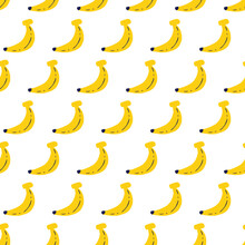 Cute Yellow Banana Fruit Flat Vector Graphic Seamless Pattern