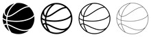 Basketball Ball Icons Set. Basketball Ball Isolated Icon. Black Basketball Symbols. Vector Illustration.