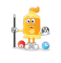 sunscreen plays billiard character. cartoon mascot vector