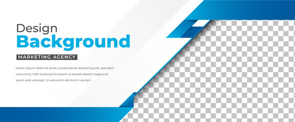 Wall Mural - Modern geometric horizontal banner design template. White background with blue shape.