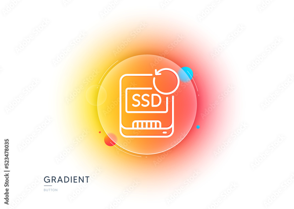 Recover Button Transparent Recovery ssd line icon. Gradient blur button with glassmorphism. Backup ...