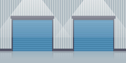 Wall Mural - Industrial warehouse rolling doors for the storage of products and merchandise. Industrial storage and distribution of products