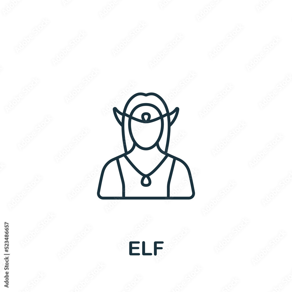 Elf icon. Monochrome simple line Game Element icon for templates, web design and infographics