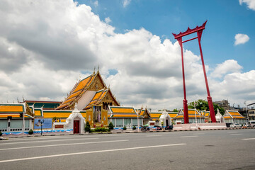 Wall Mural - Landmark Wat Suthat Buddhist Temple in downtown Bangkok