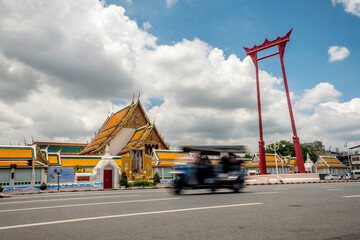 Wall Mural - Landmark Wat Suthat Buddhist Temple in downtown Bangkok