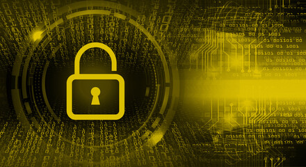closed padlock on digital background, cyber security