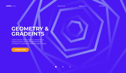 Wall Mural - Minimal landing page template. Geometric shapes composition.