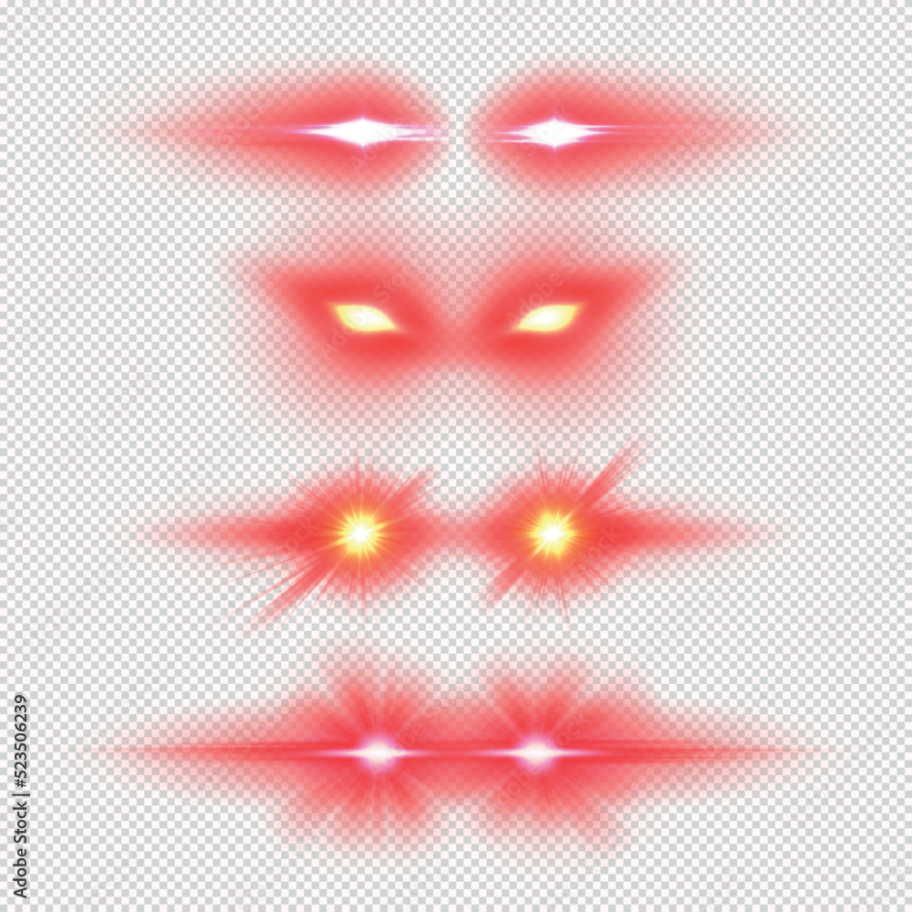 Laser eyes meme light effect vector illustration various red glowing Laser eyes meme light effect vector illustration various red glowing