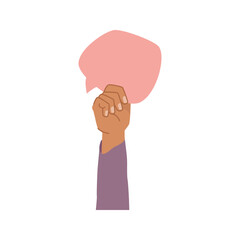 Aufkleber - People expressing different thoughts and opinions by raising placard, banner and thought bubble card. International character, hand showing blank paper. Vector in flat style illustration