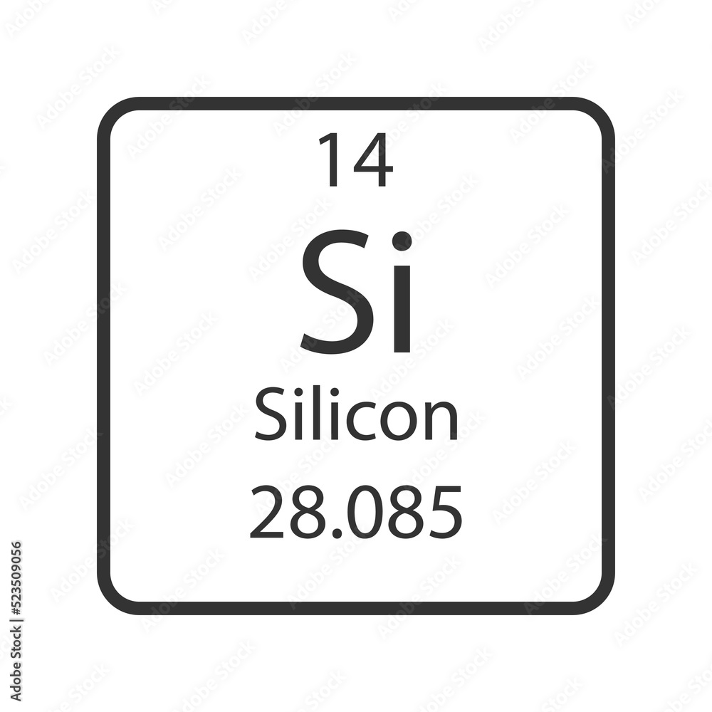 Silicon symbol. Chemical element of the periodic table. Vector illustration.