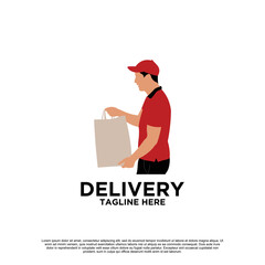 Wall Mural - Delivery with courier man logo design Premium Vector part 3