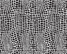 Illustration Of Alligator Skin, Black And White Color, Seamless Pattern