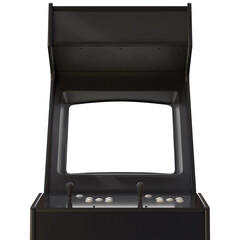 Mock-up of Black Retro Arcade Machine or Cabinet for Two Players With White Buttons. 3D Illustration