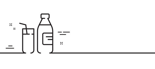 Poster - Milk line icon. Fresh drink sign. Natural beverage symbol. Minimal line illustration background. Milk line icon pattern banner. White web template concept. Vector
