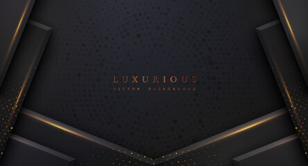Wall Mural - abstract black and gold luxury background with abstract halftone dots.