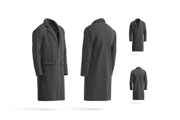 Canvas Print - Blank black wool coat mockup, different sides