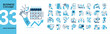 Concept illustration set. Collection of different business concept scenes and situations. Human hands with icons and images. Taking part in business activities, digital marketing, business concept