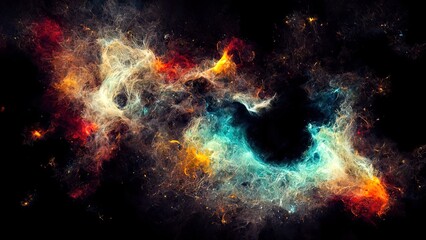 Wall Mural - space nebula. 4k illustration, colored background. futuristic space elements. black wallpaper with s