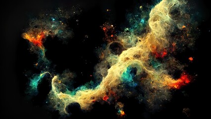 Wall Mural - space nebula. 4k illustration, colored background. futuristic space elements. black wallpaper with s