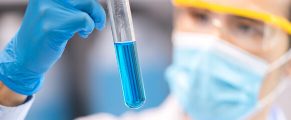 Wall Mural - health care researchers working in life science laboratory, medical science technology research work