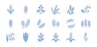 Cereals doodle illustration including icons - pearl millet, agriculture, wheat, barley, rice, timothy grass, buckwheat, proso, sorghum. Thin line art about grain plants. Blue Color, Editable Stroke