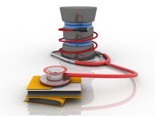 Sticker - 3d rendering Folder connected to database connected stethoscope
