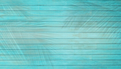 Wall Mural - Old of Blue wood wall and shadow of palm leaves for abstract background.